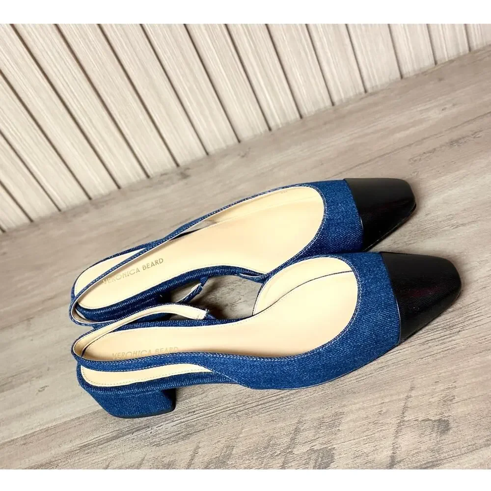Veronica Beard Cecile Slingback Leather Pumps Size 7.5M